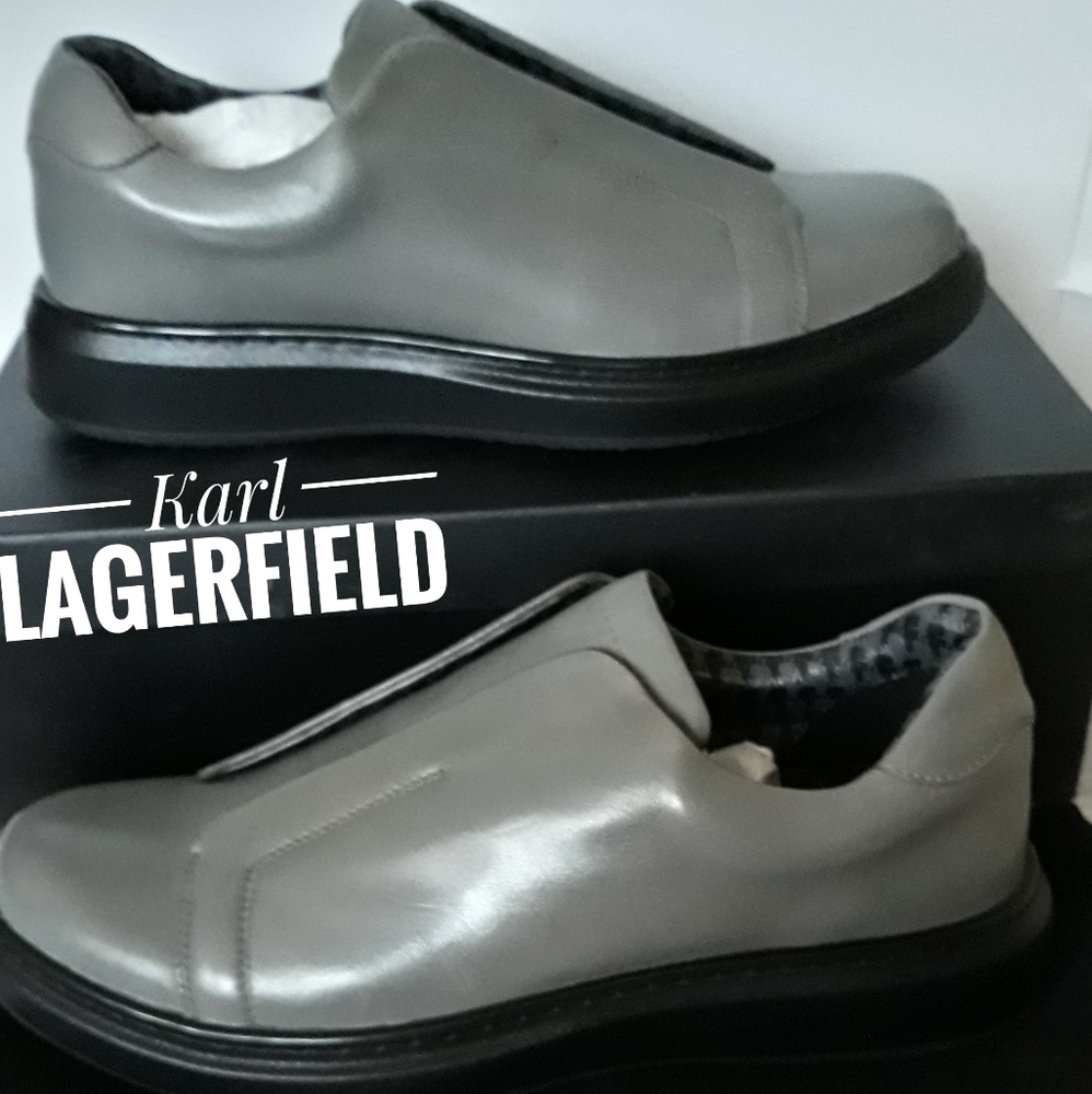 🔥🔥KARL LAGERFELD PARIS LEATHER SLIP ON SNEAKERS